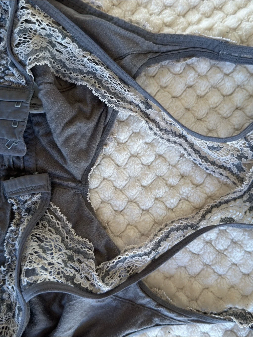 Felina Sheer Lace Bralette in Gray/Blue and Ivory